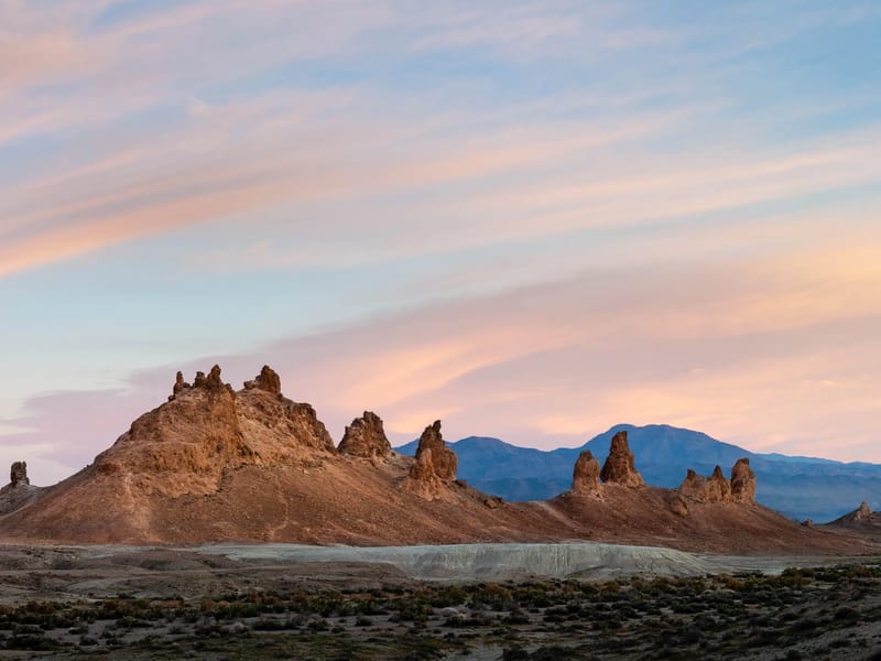 Golden hour at Trona Pinnacles