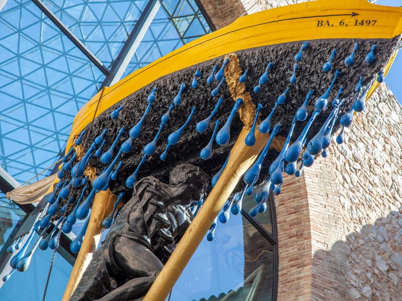 Dali’s boat, with blue tears made of condoms to express his grief for the loss of his soulmate and wife Gala