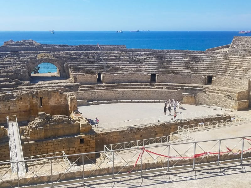 Ruins of a 2nd century AD Roman amphitheater in Tarragona