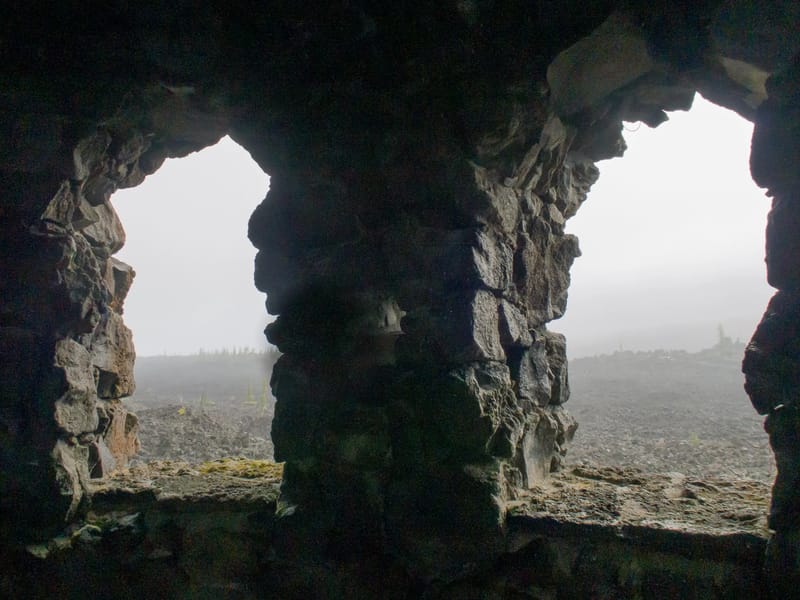 What should have been a great view through the windows of the Dee Wright Observatory,