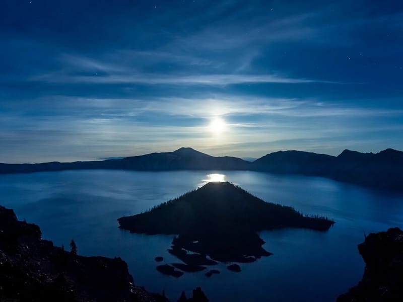 Full moon rising over Crater Lake