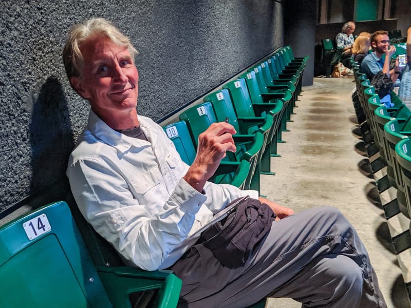 Herb getting ready for the Macbeth performance at the Allen Elizabethan Theater