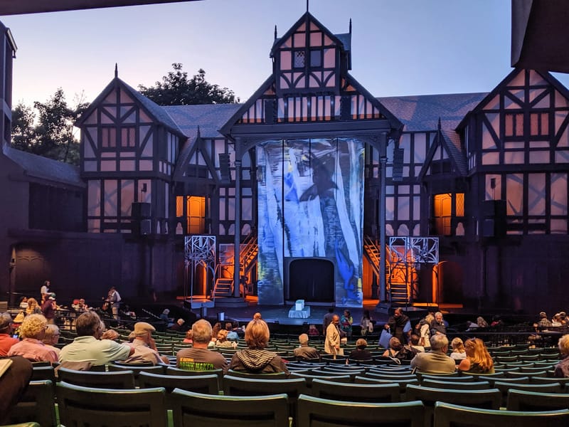 Stage of the Allen Elizabethan Theater before the perfomance of Macbeth