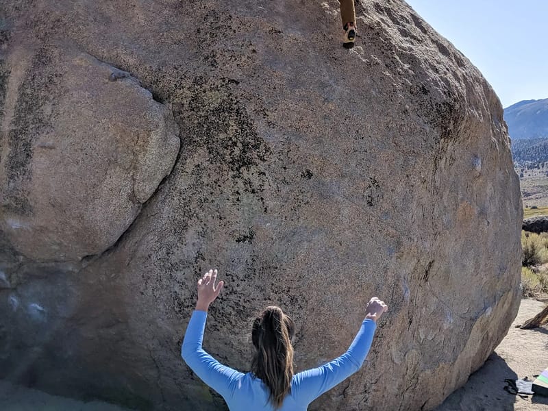 Celeste spotting Andrew in the Buttermilks