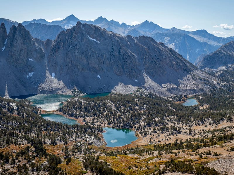 The view of Kearsarge Lakes Basin from the Pass