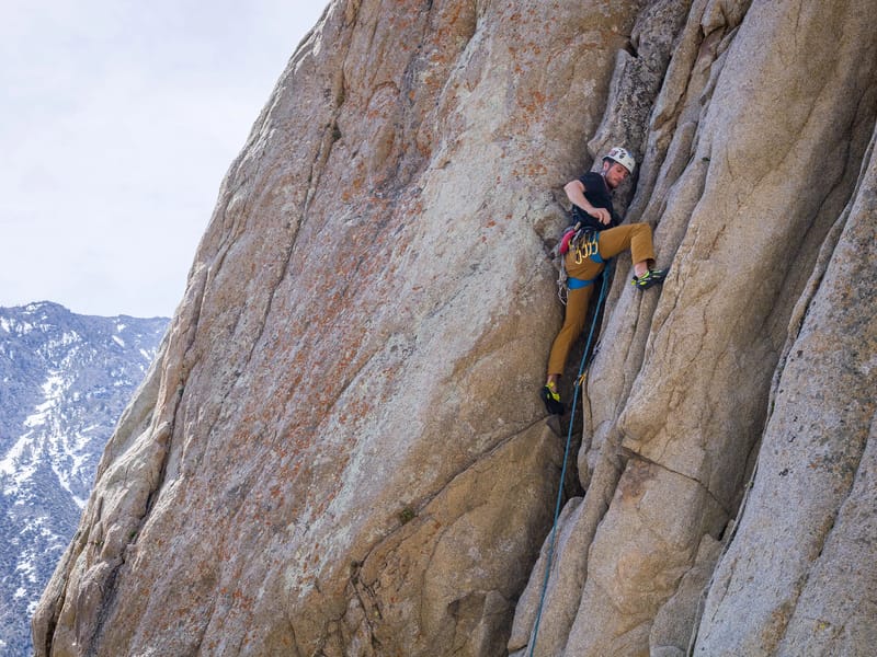 Tommy climbing in Pine Creek Canyon