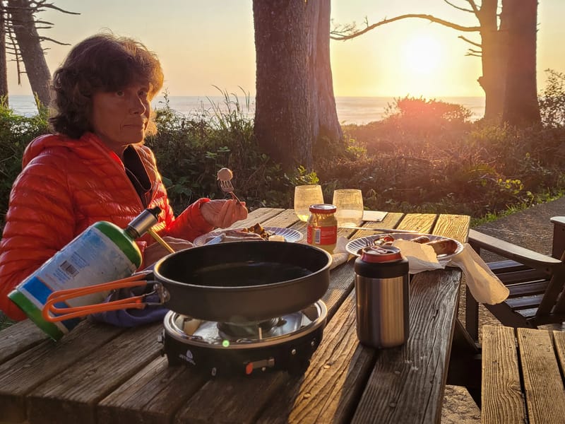 Kalaloch - dinner at our cabin