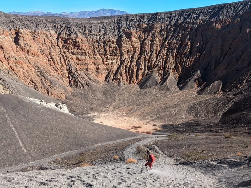 Lolo descending into Ubehebe Crate