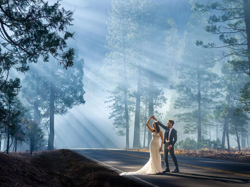 God rays bless the happy couple