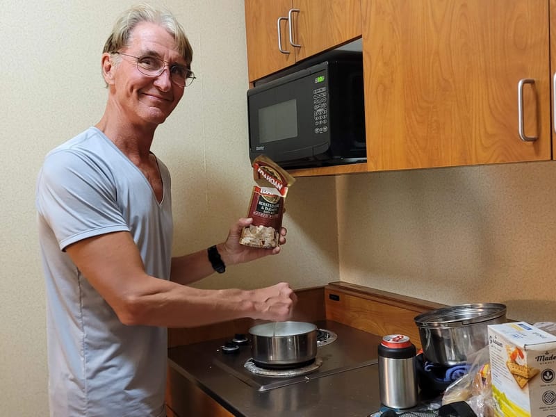 Herb cooking my Valentine's Day dinner