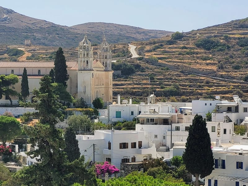 Lefkes with Agia Triada in background